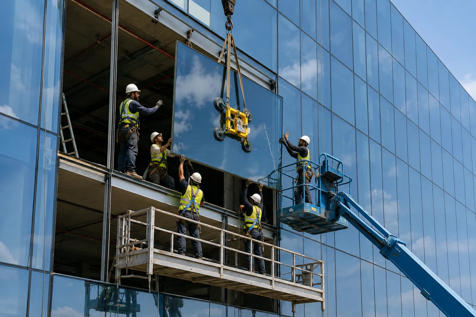 glass facade installation