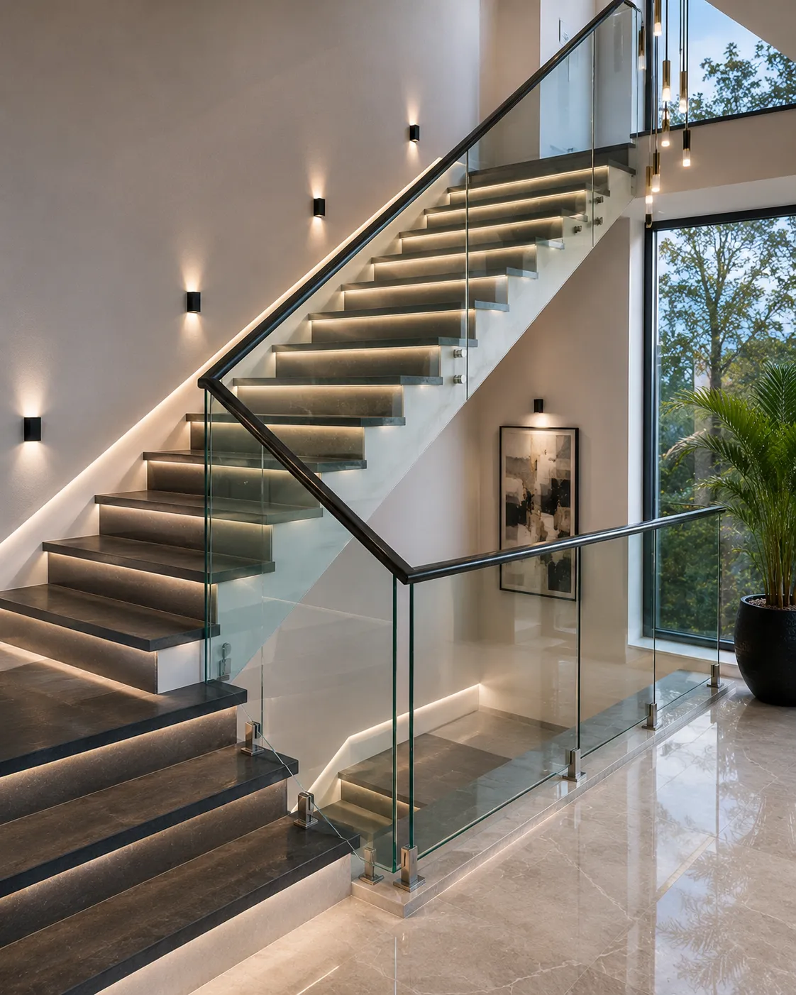 glass staircase railing